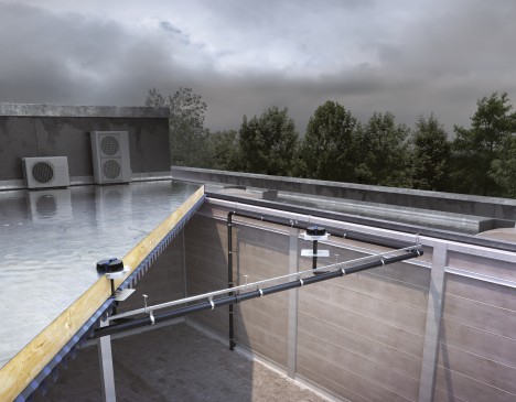 Rendering of the Geberit Pluvia roof drainage system